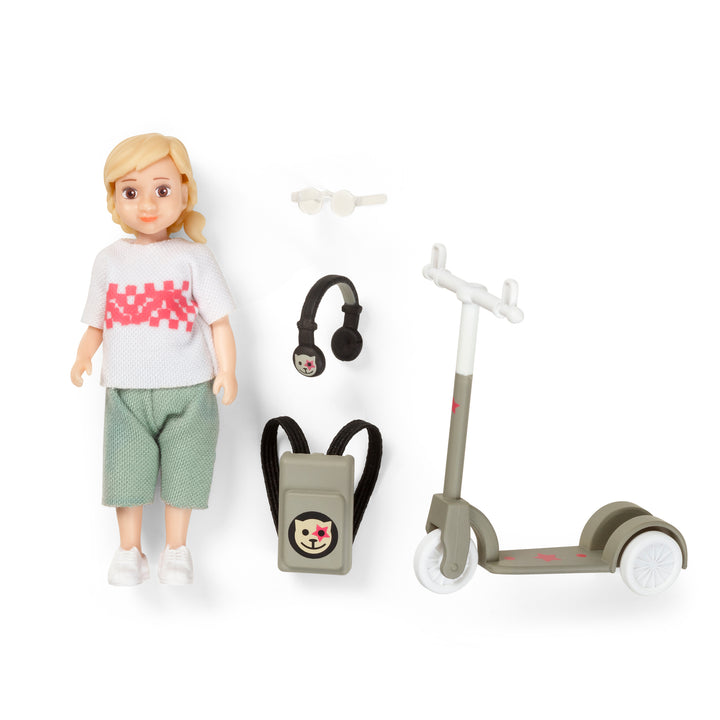 Lundby Girl with Scooter and Backpack