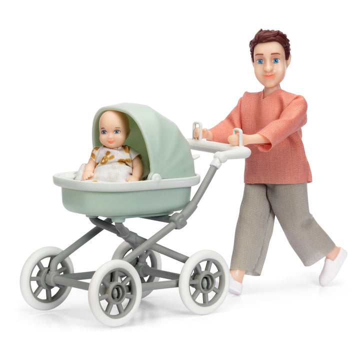 Lundby Father with Pram and Baby