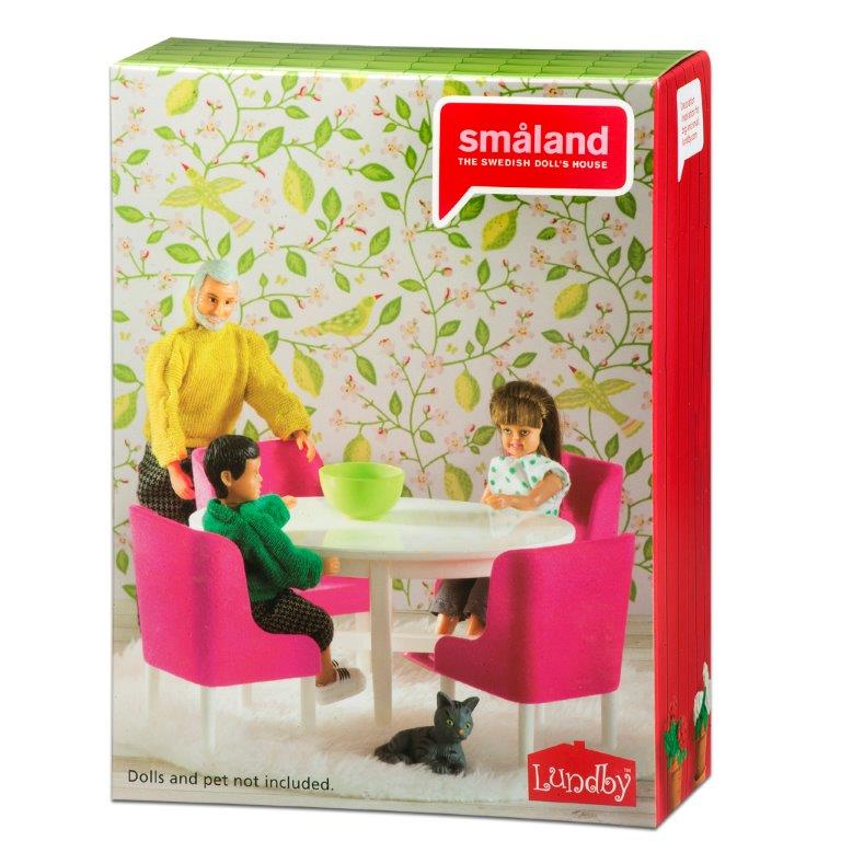 Lundby Dolls House - Dining Room Set, Hot Pink