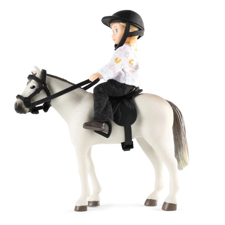 Lundby Dolls House - Girl and Horse with Riding Tackle