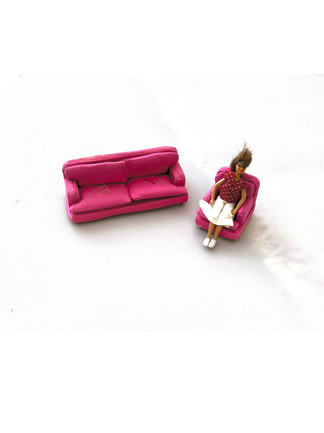 Lundby Dolls House - Pink Sofa and Chairs Set