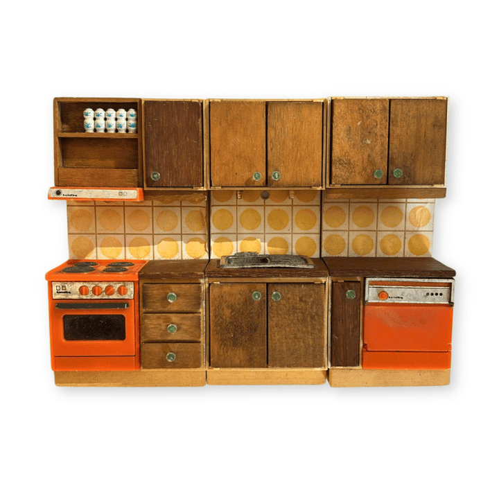 Lundby Doll House Vintage - 1970s 3pc Kitchen Cabinet Set