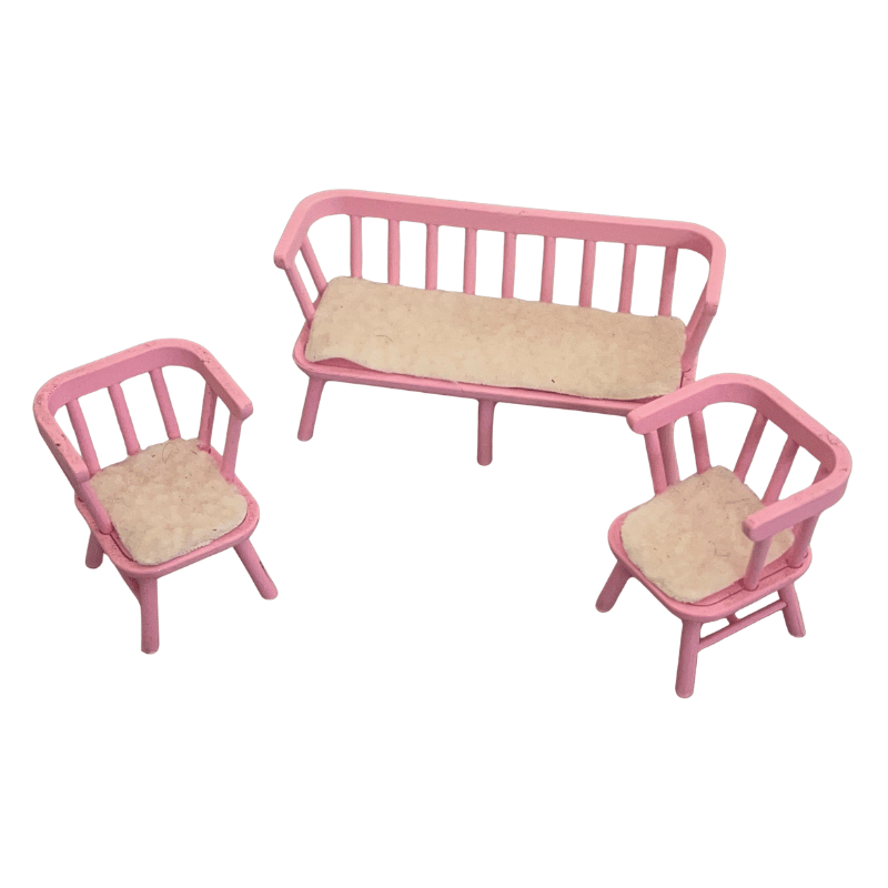 Lundby Ex-Display - Pink Kitchen Chairs &amp; Bench