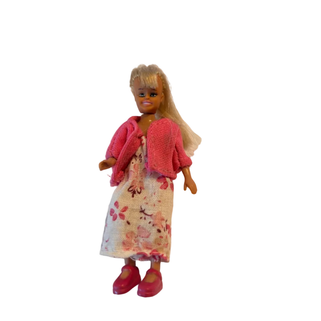 Lundby Doll House Ex-Display - Blonde Girl Flower Dress &amp; Pink Jacket