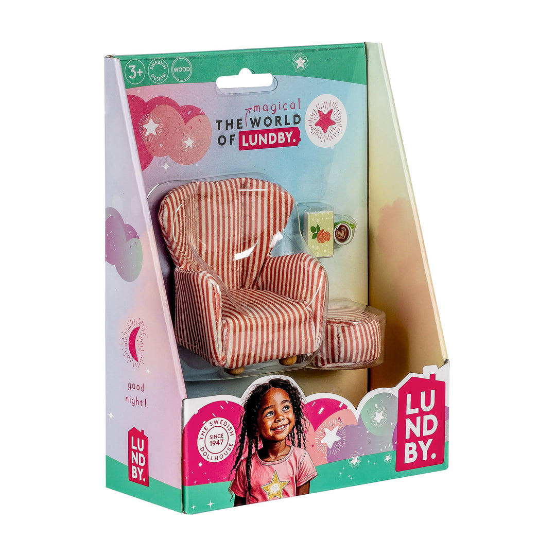 Lundby Doll House Furniture - Reading Nook Armchair &amp; Ottoman Set