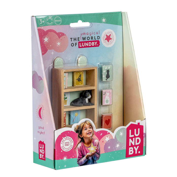 Lundby Doll House Furniture - Bookcase &amp; Accessories Set