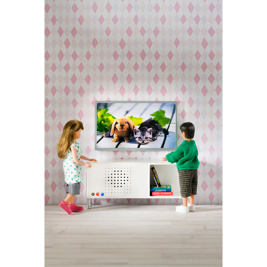 Lundby Dolls House - Bluetooth Stereo Sideboard & TV Set