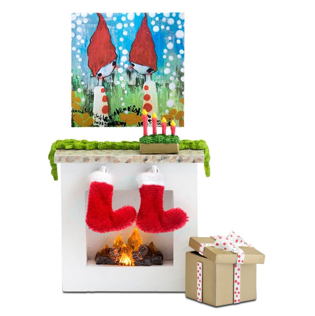Lundby Fireplace Set with Christmas Stockings