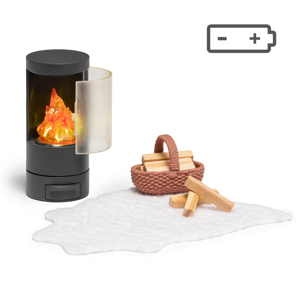 Lundby Fireplace Set - Button Battery Operated