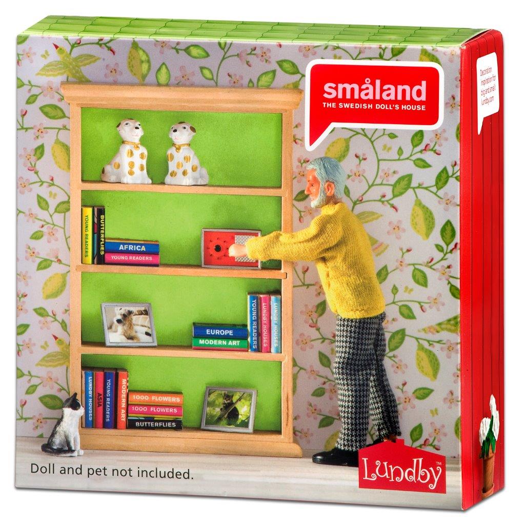 Lundby Dolls House - Wooden Bookcase with Books and Accessories