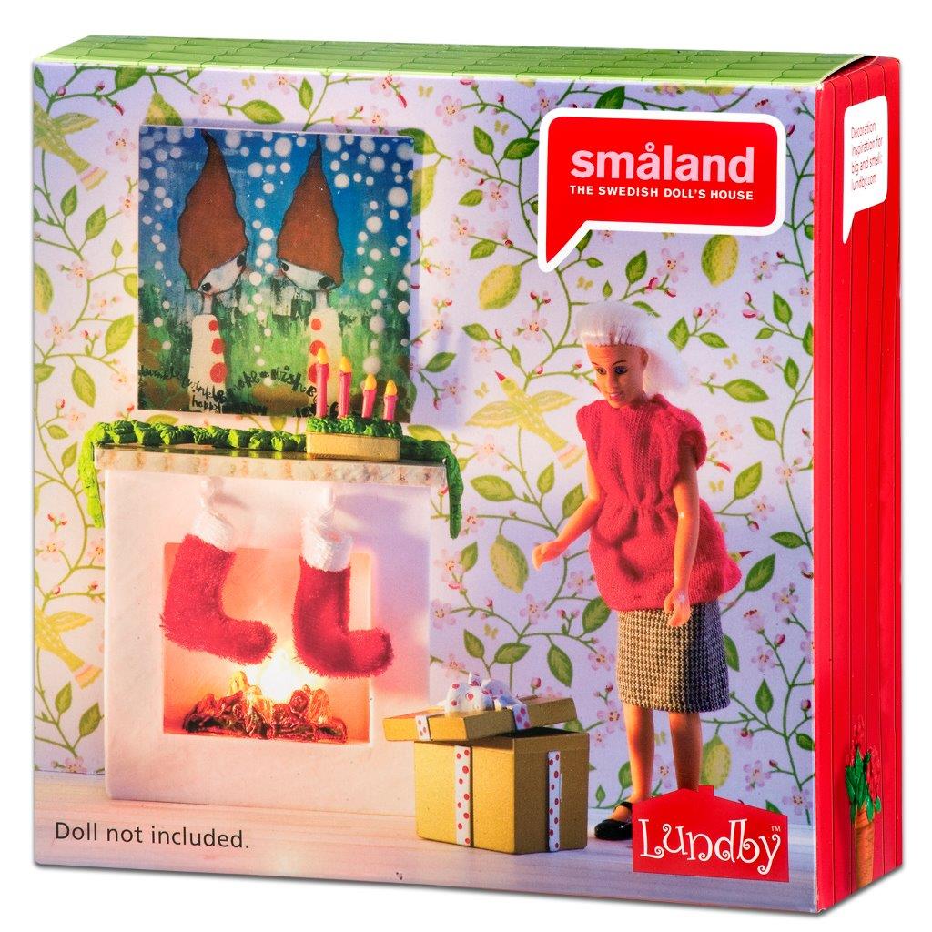 Lundby Dolls House - Fireplace Set with Christmas Stockings
